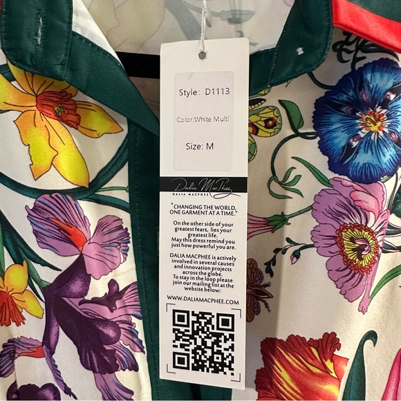 Dalia Macphee White Multi Short Sleeve Shirt Dress in Multicolor Floral/Cream - Picture 16 of 16